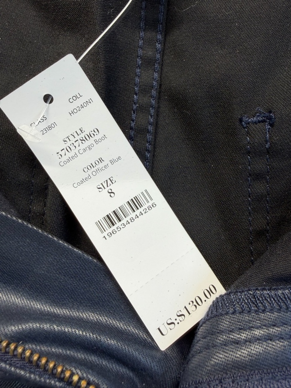 WHBM Coated Cargo Boot Jeans in Coated Officer Blue - Size 8 (NWT) - Picture 11 of 12
